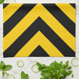 Yellow and Black Chevrons Tea Towel