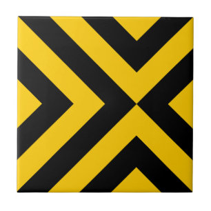 Yellow and Black Chevrons Tile