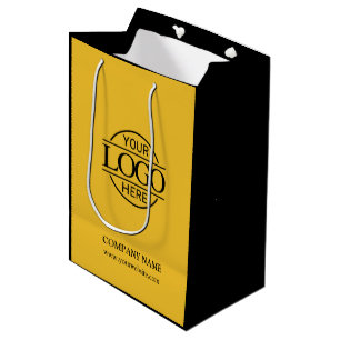 Yellow and Black Corporate Company Business Logo Medium Gift Bag
