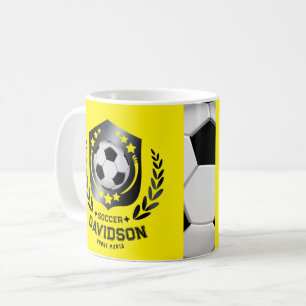 Yellow and Black Custom Soccer Name Gift Coffee Mug