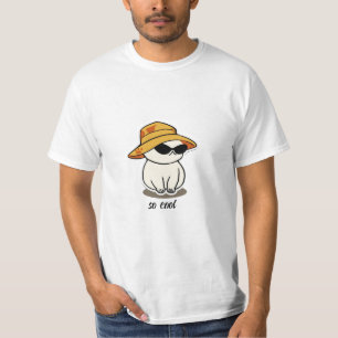 Yellow and Black Cute Cat White T-Shirt