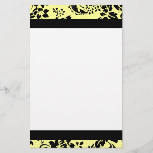 Yellow and black damask stationery