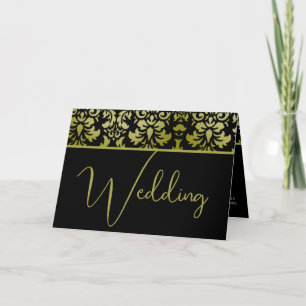 Yellow and Black Damask Wedding Invitation