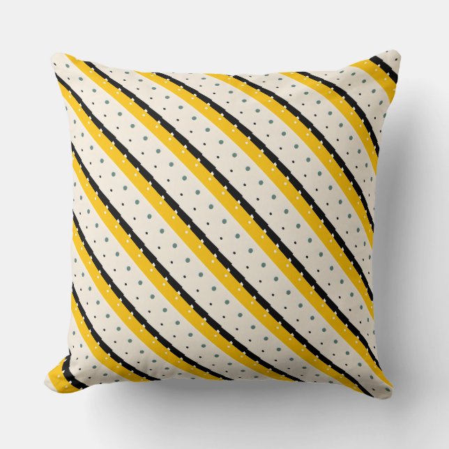 Yellow and black diagonal stripes cushion (Front)