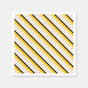 Yellow and black diagonal stripes napkin