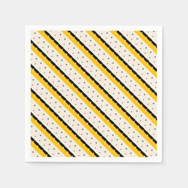 Yellow and black diagonal stripes napkin (Front)