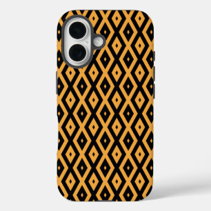 Yellow and black diamond pattern iPhone 16 case