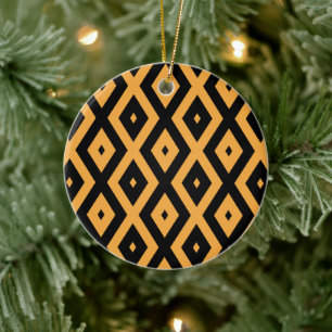 Yellow and black diamond pattern ceramic ornament
