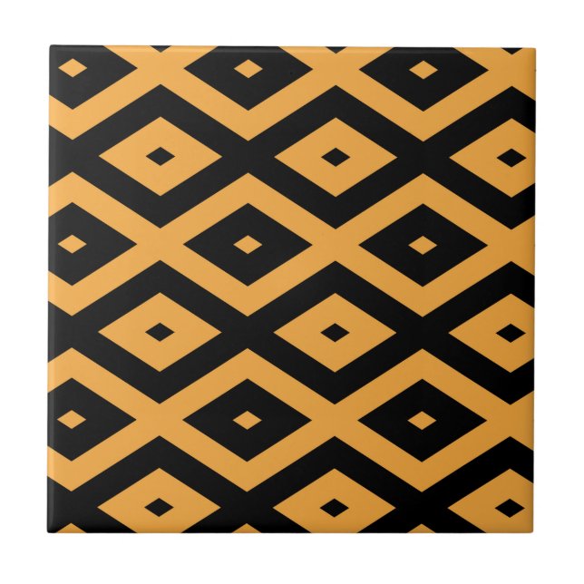 Yellow and black diamond pattern ceramic tile (Front)
