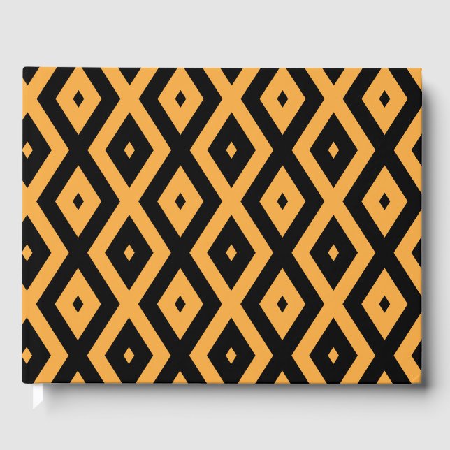 Yellow and black diamond pattern guest book (Front)