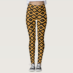 Yellow and black diamond pattern leggings