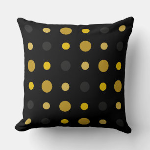 Yellow and Black Dots Cushion