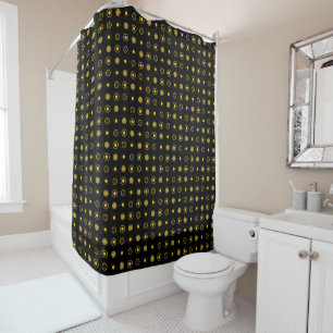 Yellow and Black Dots Shower Curtain
