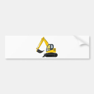 Yellow and Black Excavator Construction Machine Bumper Sticker