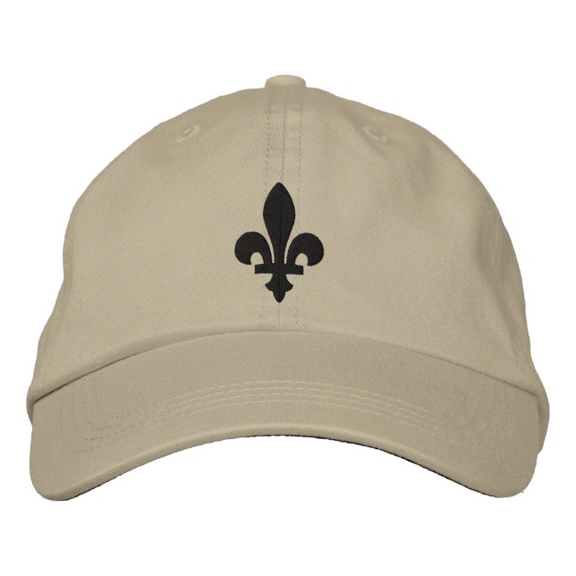 Yellow and Black Fleur de lis Embroidered Hat (Front)
