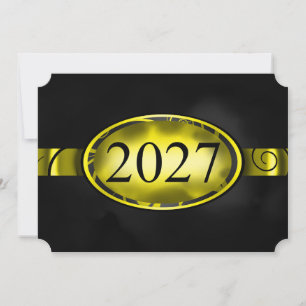 Yellow and Black Floral Button 2027 Card