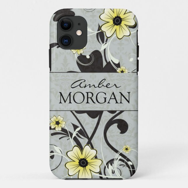 Yellow and Black floral iphone 5 case (Back)