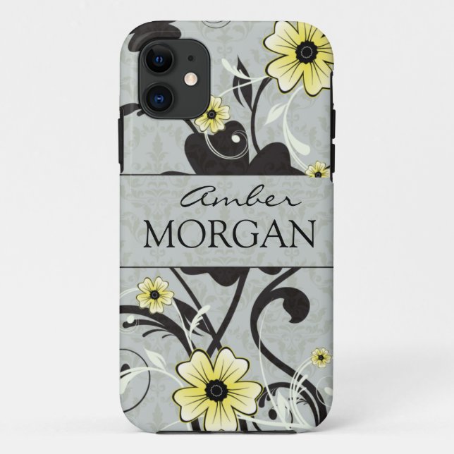 Yellow and Black floral iphone 5 case (Back)