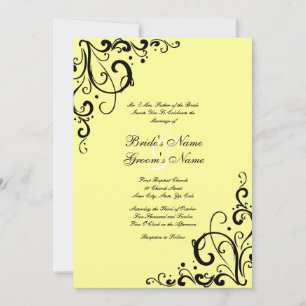 Yellow and Black Flourish Wedding Invitation