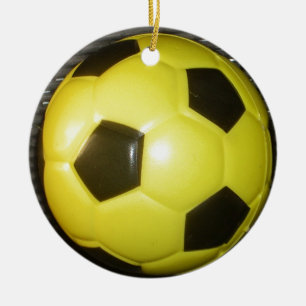 Yellow and black Football. Ceramic Ornament