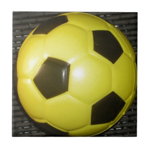 Yellow and black Football. Ceramic Tile