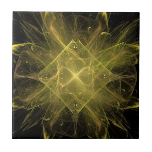 Yellow And Black Fractal Tile