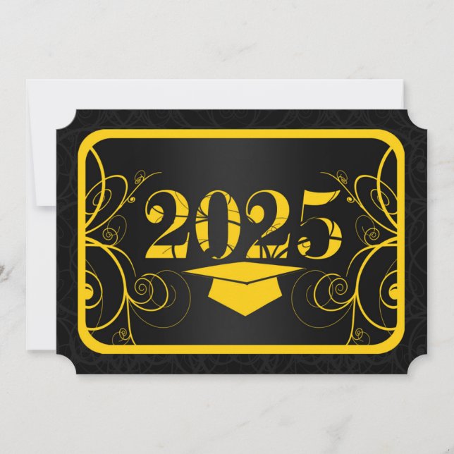 Yellow and Black Frame Graduation Invitation (Front)