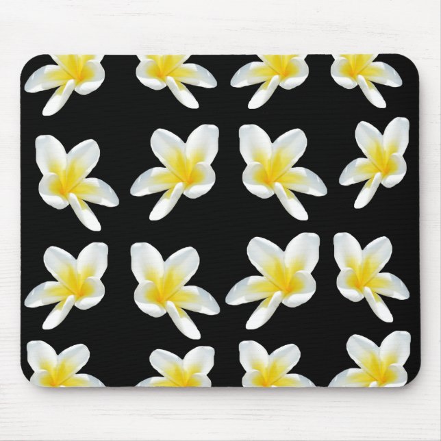 Yellow And Black Frangipani Pattern, Mouse Pad (Front)