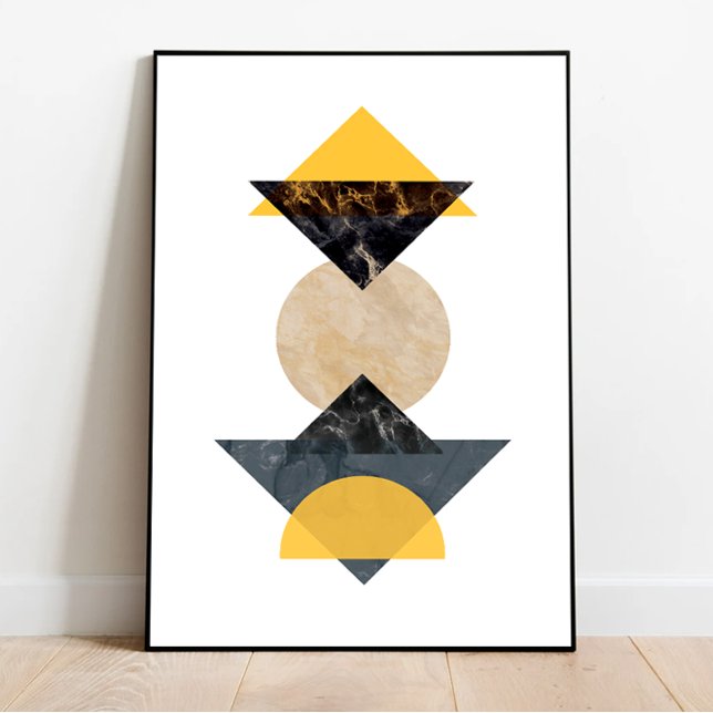 Yellow and Black Geometric Cubism Artwork, Modern Poster (Creator Uploaded)