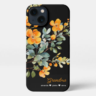 Yellow and Black Grandma Grandkids' Names iPhone 13 Case