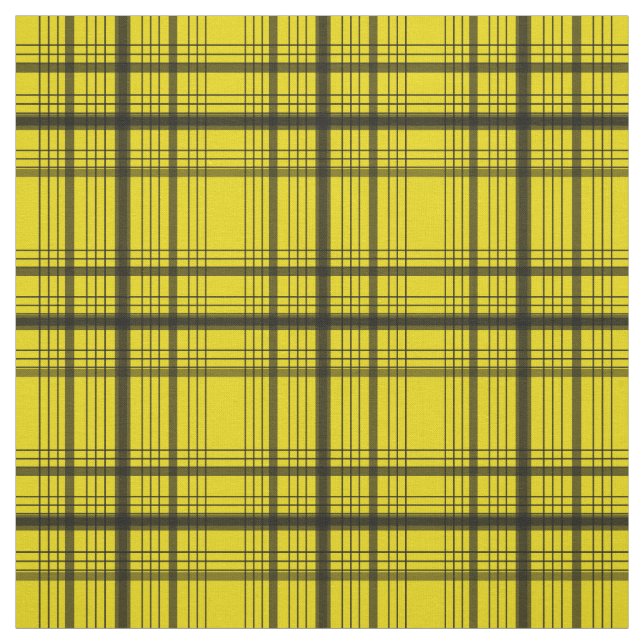 Yellow and  Black Graphic Windowpane Plaid Check Fabric (Swatch)