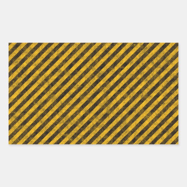 Yellow and Black Hazard Stripes Texture Rectangular Sticker (Front)