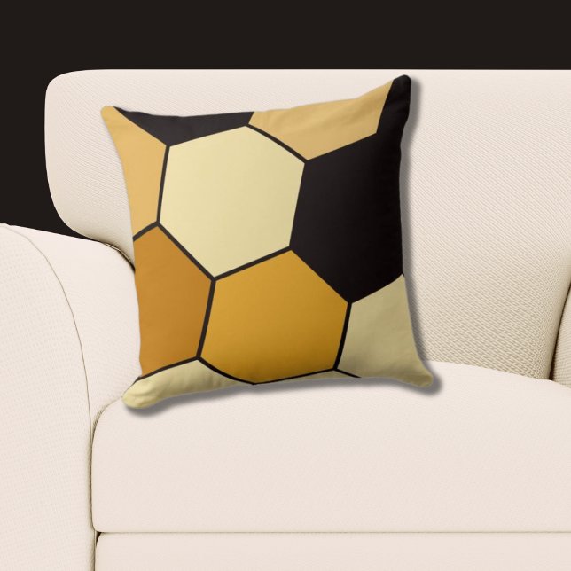 Yellow and Black Hexagon Pattern Cushion (Yellow and Black Hexagon Pattern Throw Pillow)
