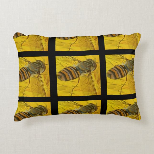 Yellow And Black Insect Decorative Cushion (Front)
