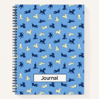 Yellow and Black Lab Puppies Blue Custom Large Notebook