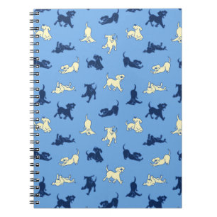 Yellow and Black Lab Puppies Blue Plain Notebook