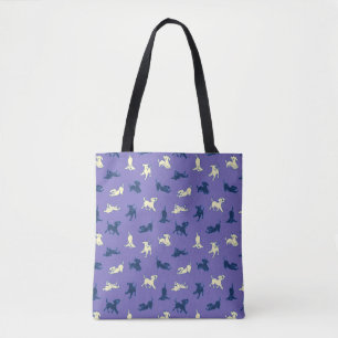 Yellow and Black Lab Puppies on Purple Background  Tote Bag