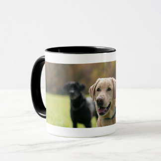 Yellow and Black Labrador Black-Handled Coffee Mug