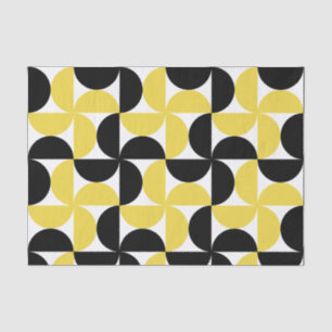 Yellow and Black Mid Century Modern Pattern Tissue Paper