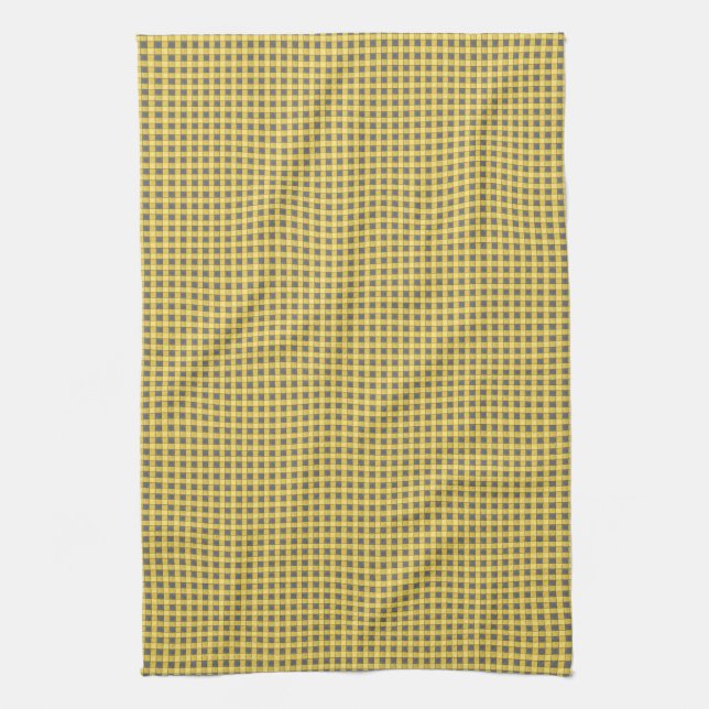 Yellow and Black Mini Plaid Check Towel (Vertical)
