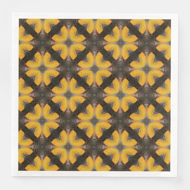 Yellow and Black Modern Hipster Napkin (Front)
