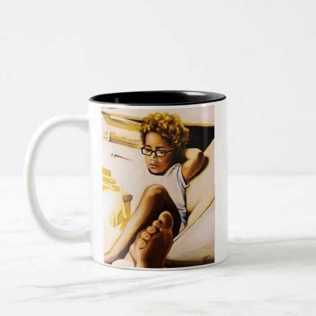 Yellow and Black Mug with Child (Left)