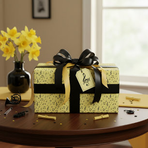 Yellow and Black Musical Wrapping Paper