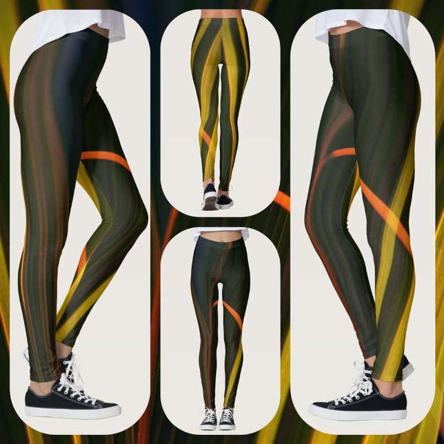Yellow and Black Natural Abstract Leggings (Creator Uploaded)
