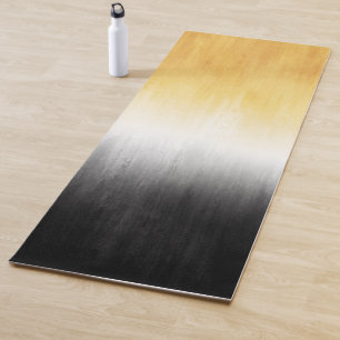 Yellow and Black Painting Brush Strokes Modern Art Yoga Mat