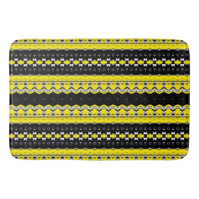 Yellow and Black Pattern Bath Mat (Front)