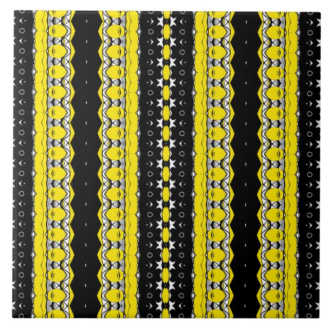 Yellow and Black Pattern Ceramic Tile (Front)