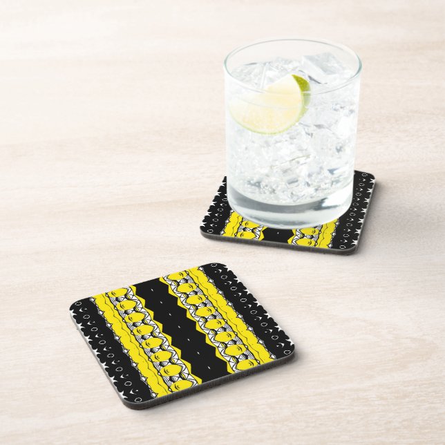 Yellow and Black Pattern Coaster (Right Side)