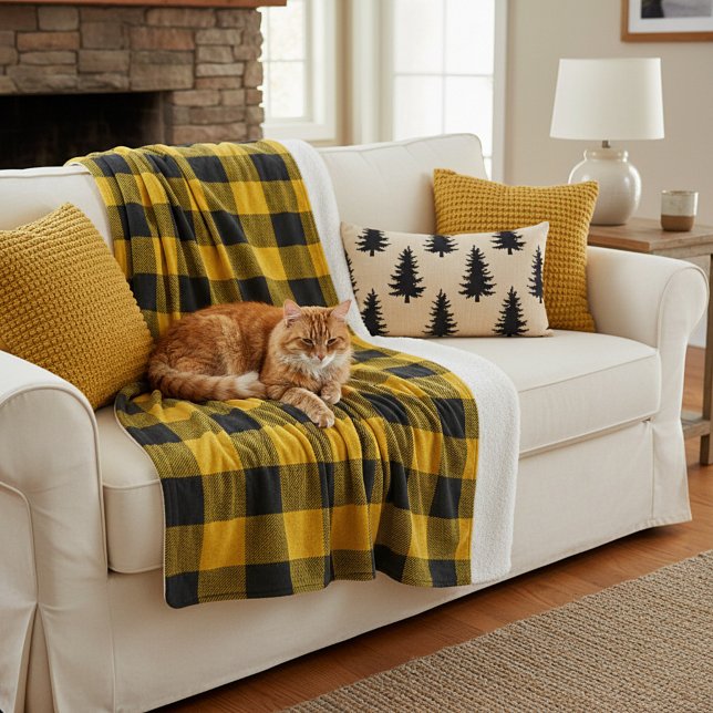 Yellow and black plaid sherpa blanket (Creator Uploaded)