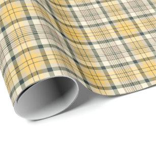 Yellow and Black Plaid Wrapping Paper